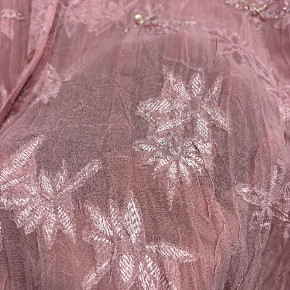 VTG 90s Y2K Sheer Floral Embroidered Beaded Button Up Top Womens S Pink Fairy - Picture 7 of 16
